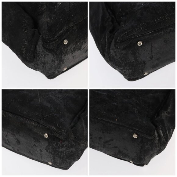 CHANEL Paris Biarritz MM Tote Bag Coated Canvas Black Silver CC Auth bs19293 - Picture 14 of 16